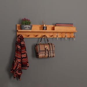 Entryway Organizer Wall, Mail and Key Holder, Coat Rack Wall Mount, coat rack hooks