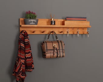 Entryway Organizer Wall, Mail and Key Holder, Coat Rack Wall Mount, coat rack hooks