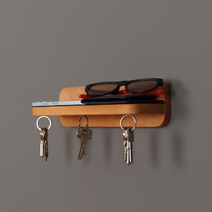 Wooden Key Holder For Wall, magnetic key holder, entryway shelf keychain
