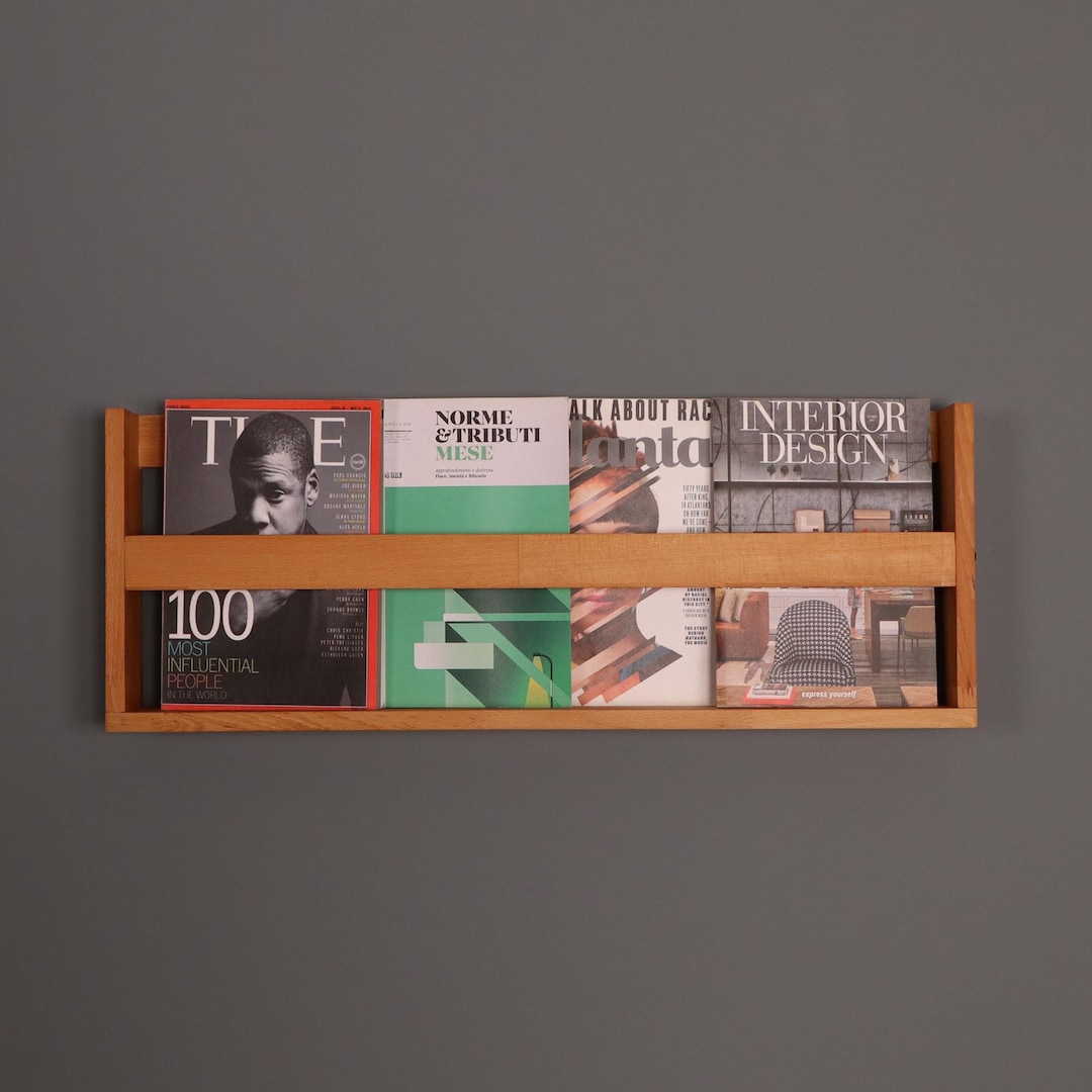 Modern Wood Magazine Rack for Wall,golden Oak Wooden Wall Mounted ...