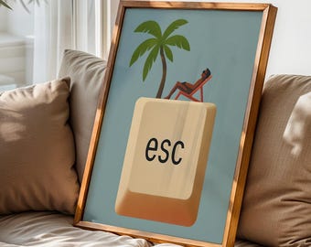 Funny Office Gifts: Escape Key Poster, Geeky Home Decor, Home Office Art (Matte Print)