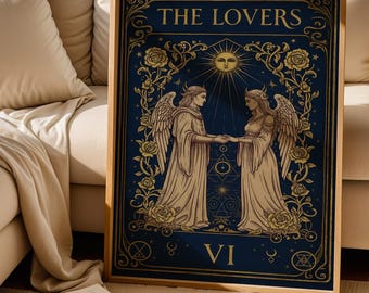 The Lovers Tarot Print: Gothic Wall Art, Witchy Decor (Digital Download)