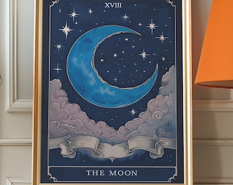 Moon Tarot Poster: Vintage Astrology Wall Art, Celestial Prints (Digital Download)