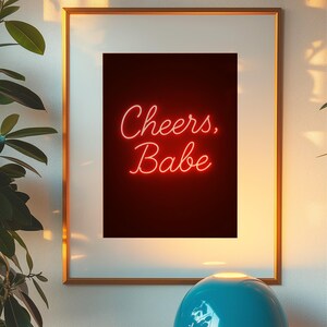 Czerwony Bar Cart Wall Art, Styl Neon Sign, Estetyka Retro Bar, Dekor Dopaminy, Sztuka Y2K Wall Art, Estetyka Indie Sleaze, Matowe Pionowe Wydruki