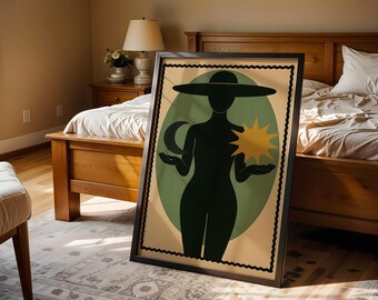 Divine Feminine Poster: Celestial Decor, Boho Wall Art (Matte Print)