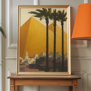 Egypt Poster, Retro Gallery Wall Decor, Vintage Travel Posters, Pyramid Print, Desert Poster, Egyptian Prints, Digital Download
