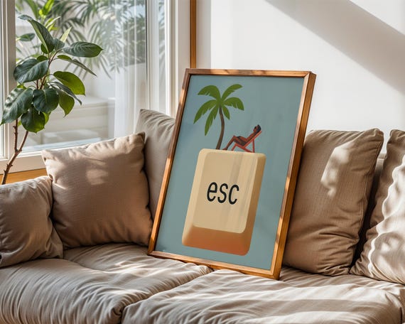Funny Office Gifts: Escape Key Poster, Geeky Home Decor, Home Office Art (Matte Print)