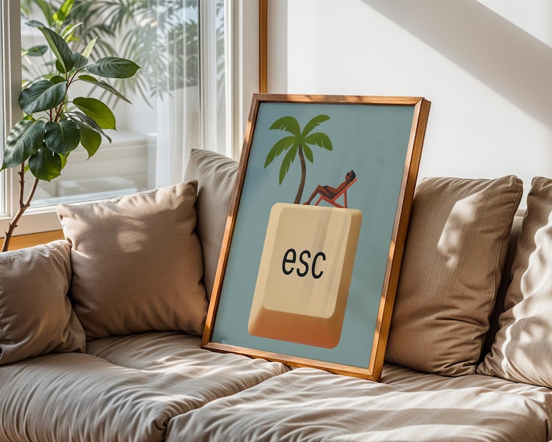 Funny Office Gifts: Escape Key Poster, Geeky Home Decor, Home Office Art (Matte Print) image 1