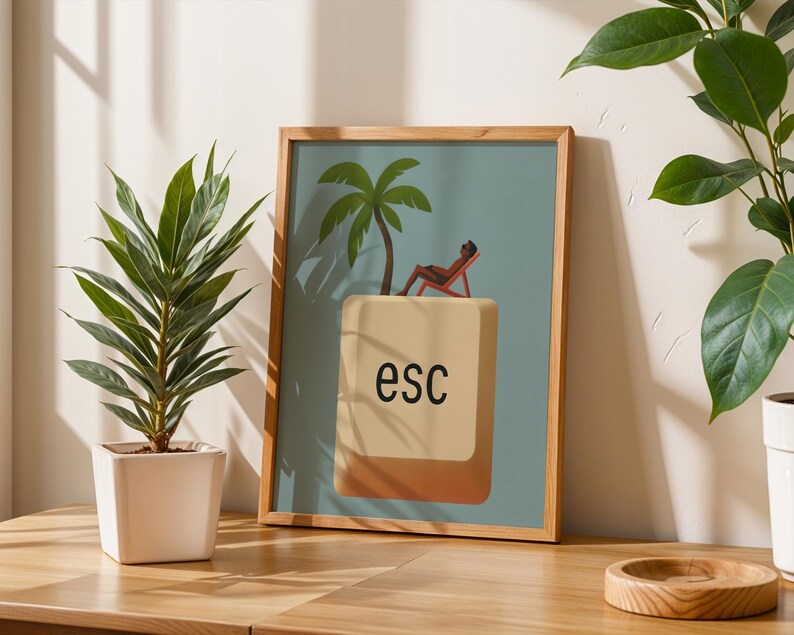 Funny Office Gifts: Escape Key Poster, Geeky Home Decor, Home Office Art (Matte Print) image 13