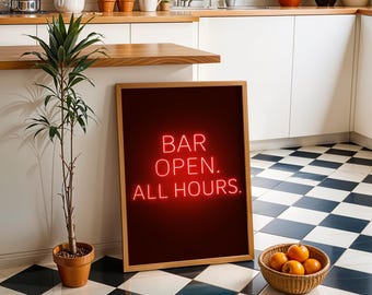 Retro Bar Cart Print: Eclectic Gallery Wall Art (Digital Download)