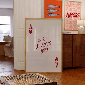 Ace of Hearts Poster: Retro Valentine&#39;s Gift, Trendy Card Art (Digital Download)