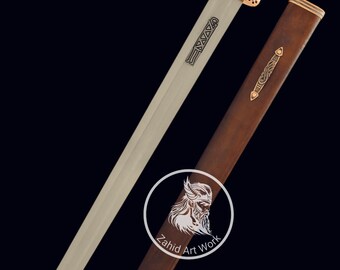 Hand-Forged Viking Sword with Leather Scabbard | Medieval Norse Replica