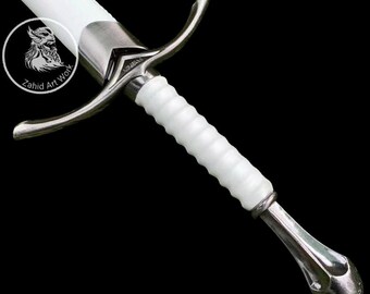 Handcrafted White Medieval Longsword, Fantasy Viking Cosplay Sword with Scabbard
