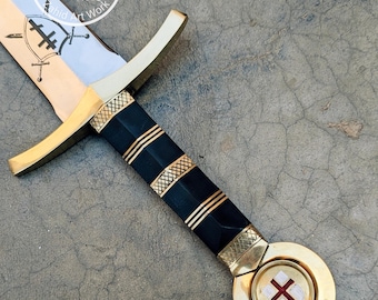 Medieval Decorative Sword Replica, Knight Style Collectible, Black Handle Display Sword, Fantasy Wall Decor