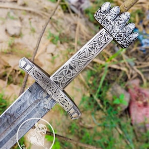 Handgeschmiedetes Damaszener Stahl Wikingerschwert, Mittelalterliche Klinge |39&quot;Länge, personalisiertes Geschenk Schwert für Ihn