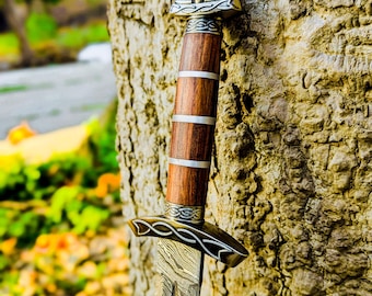 Viking Sword with Wooden Scabbard – Damascus Steel, Norse Style