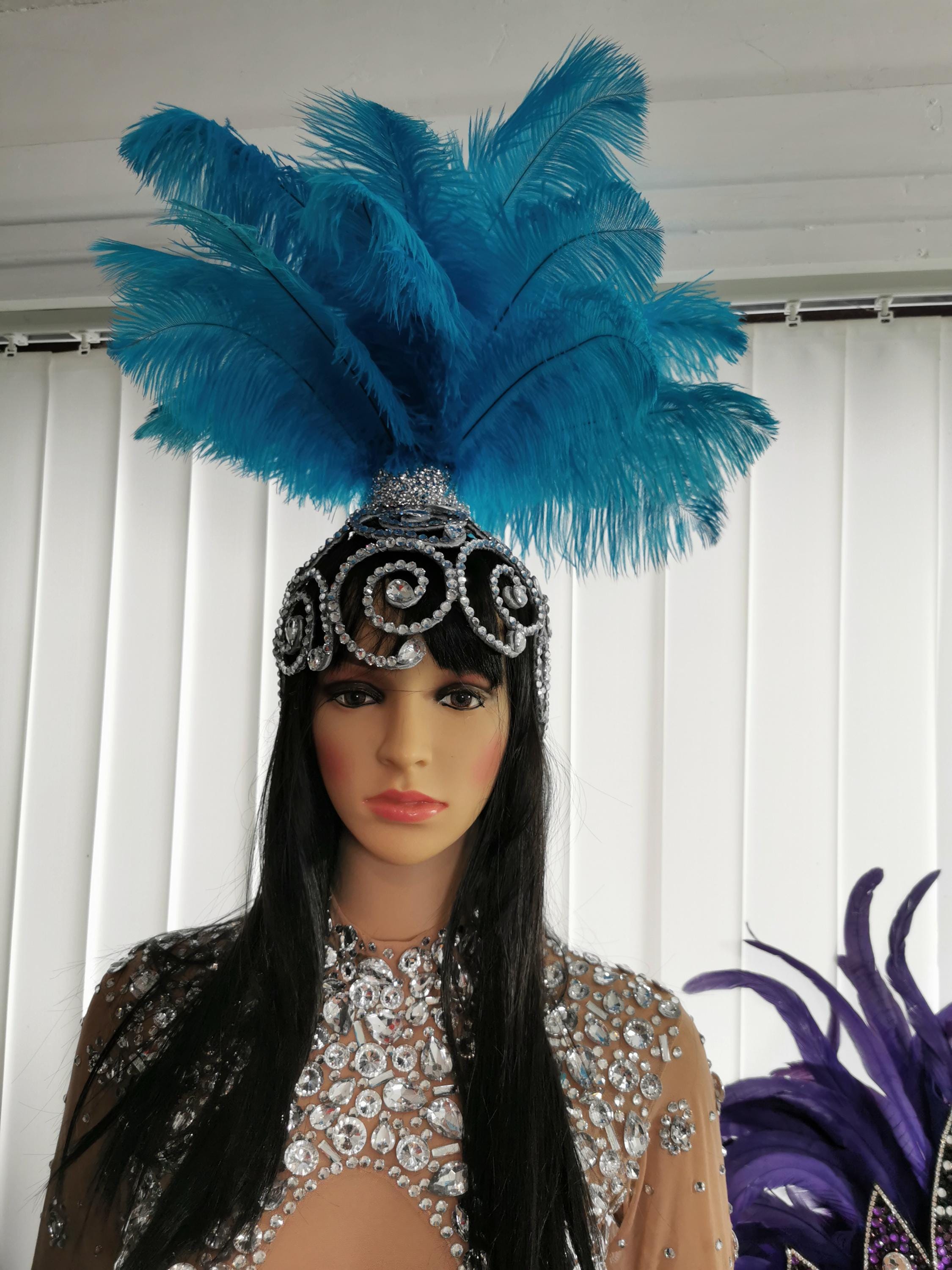 Showgirl Feather Headpiece Sequin Carnival Masquerade Party Headdress Headband ZQUUVOU Women main image 3