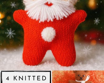 Bundel gebreide speelgoedpatronen: kerstman, panda, beer, tijger (pdf-patroon)