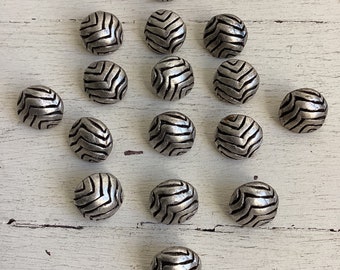 16 Small Vintage Silver Metal Buttons