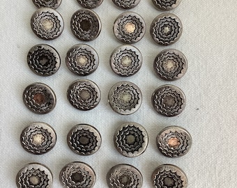 24 Vintage Silver Metal Shank Buttons