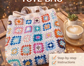 Granny Square Tote Crochet Pattern - downloadable PDF
