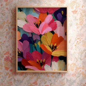 Eclectic Decor Poster Textured Floral Art Bohemian Aesthetic Digital Download