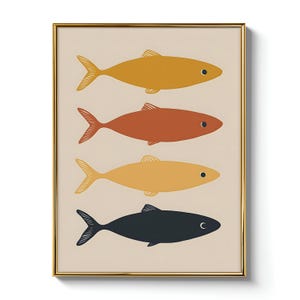 Visser esthetische kunst nautische vis illustratie voor rustiek kantoor muur decor kustvissen cadeau voor mannen