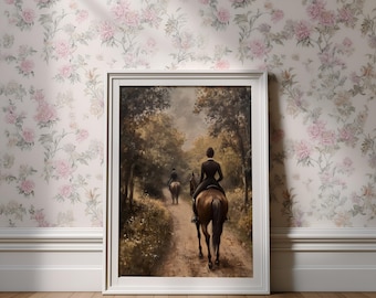 Luxury Wall Art Equestrian Horse Print Vintage Painting Old Money Home Decor Classic Gallery Wall Art