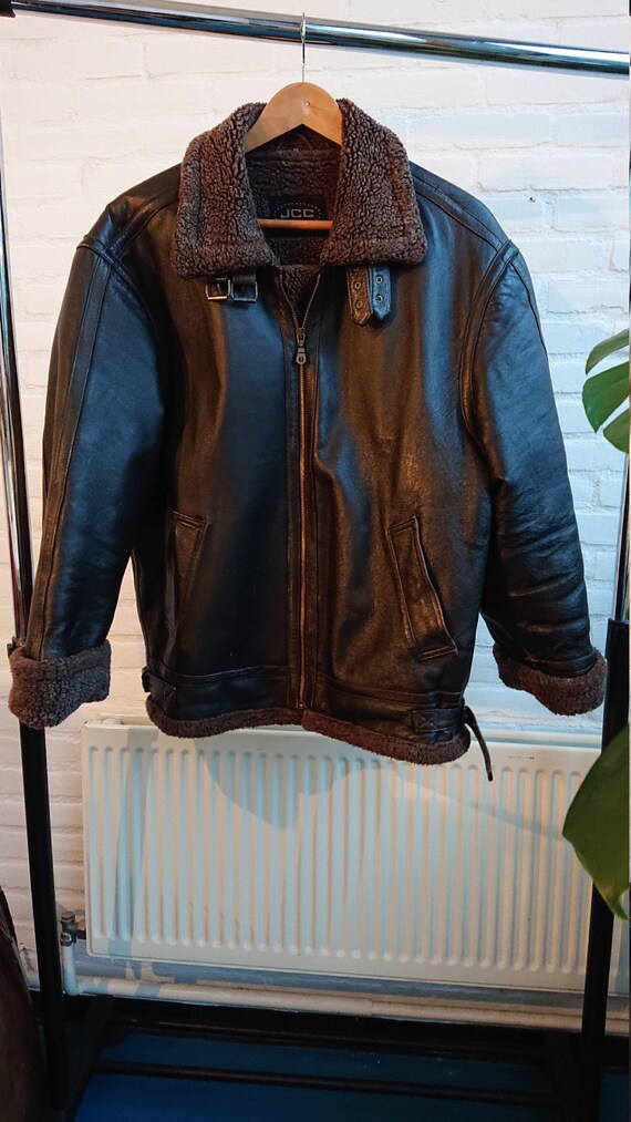Vintage Aviator Jacket with Fake Fur Collar