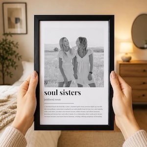 Personalised Soul Sisters Definition Photo Print | Custom Friends Definition Picture Gift | Unique BFF Illustration Art Print