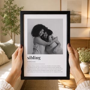 Personalised Sibling Definition Photo Print | Custom Family Definition Picture Gift | Unique Brother or Sister Illustration Art Print