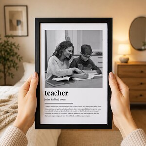 Impresión fotográfica personalizada con la definición de profesor / Regalo con imagen personalizada con la definición de tutor / Ilustración única para tarjeta de profesor