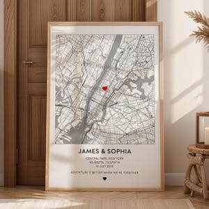 Personalised Street Map Print – Custom Location Map with Coordinates, Names & Date – Meaningful Place Gift, Custom Couple Wall Art