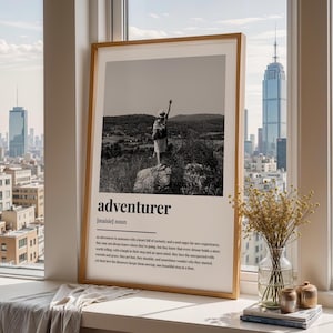 Personalised Adventurer Definition Photo Print | Custom Adventure Definition Picture Gift | Unique Exploration Illustration Art Print