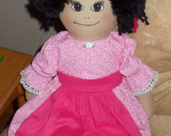 Rag Doll Tabitha in Pink Dress and Apron