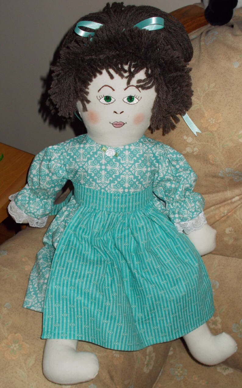 Rag Doll Emily in Teal Blue Dress and Apron image 1