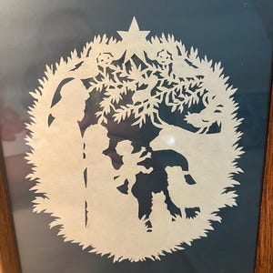 Scherenschnittle hand paper cutting Christmas Nativity