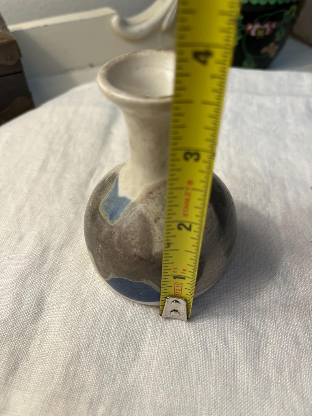 Vintage Signed Hand Thrown Pottery Bud Vase, Blue Glazes - Etsy