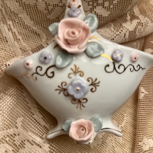 Vintage porcelain trinket decorative basket