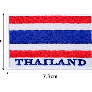 Thailand Flag Patch – Rectangular Embroidered Emblem 7.8 x 5.5 cm