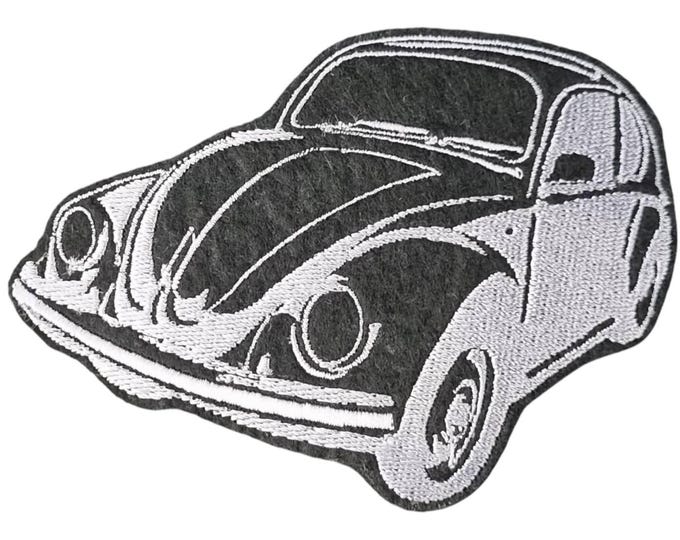 Classic Beetle Car Embroidered Patch – Retro VW Style Iron-On Patch l Saw-on Patch for Jackets, Backpacks, Vests
