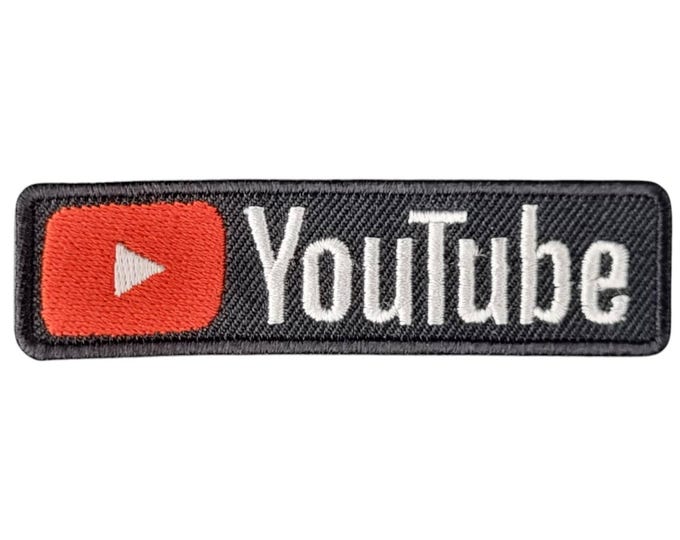 YouTube Logo Embroidered Patch – Iron On l Sew On Badge