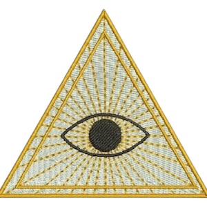 Toppa ricamata Occhio della Provvidenza: Triangolo dorato degli Illuminati (8 mm)