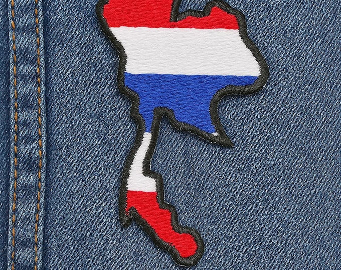 Thailand Map Patch – Thai Flag Embroidered Iron-On Patch – Travel Souvenir Gift – Backpack or Jacket Decoration