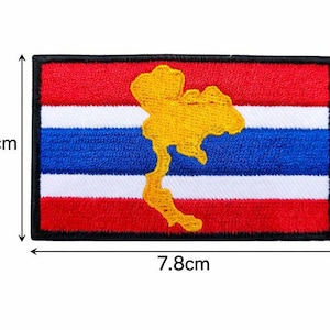 Thailand Flag Patch with Golden Map Silhouette