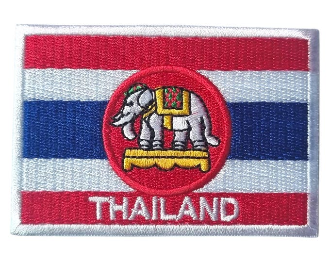 Thailand Flag Patch with Royal White Elephant – Embroidered Iron-On