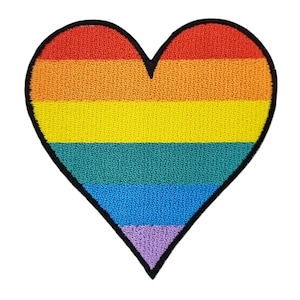 Rainbow Heart Iron-On Embroidered Patch – Pride LGBTQ+ Applique for Jackets, Bags, and Clothing