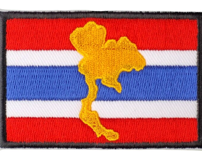 Thailand Flag Patch with Golden Map Silhouette