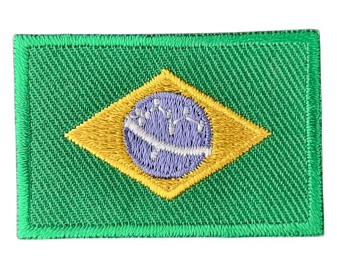 Brazil Flag Patch – Embroidered Green & Yellow Badge for Backpack, Travel Jacket or World Flag Collection