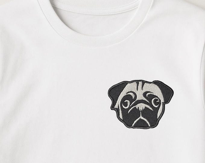 Cute Pug Dog Embroidered Patch – Iron-On or Sew-On, Black & White Bulldog Face Design